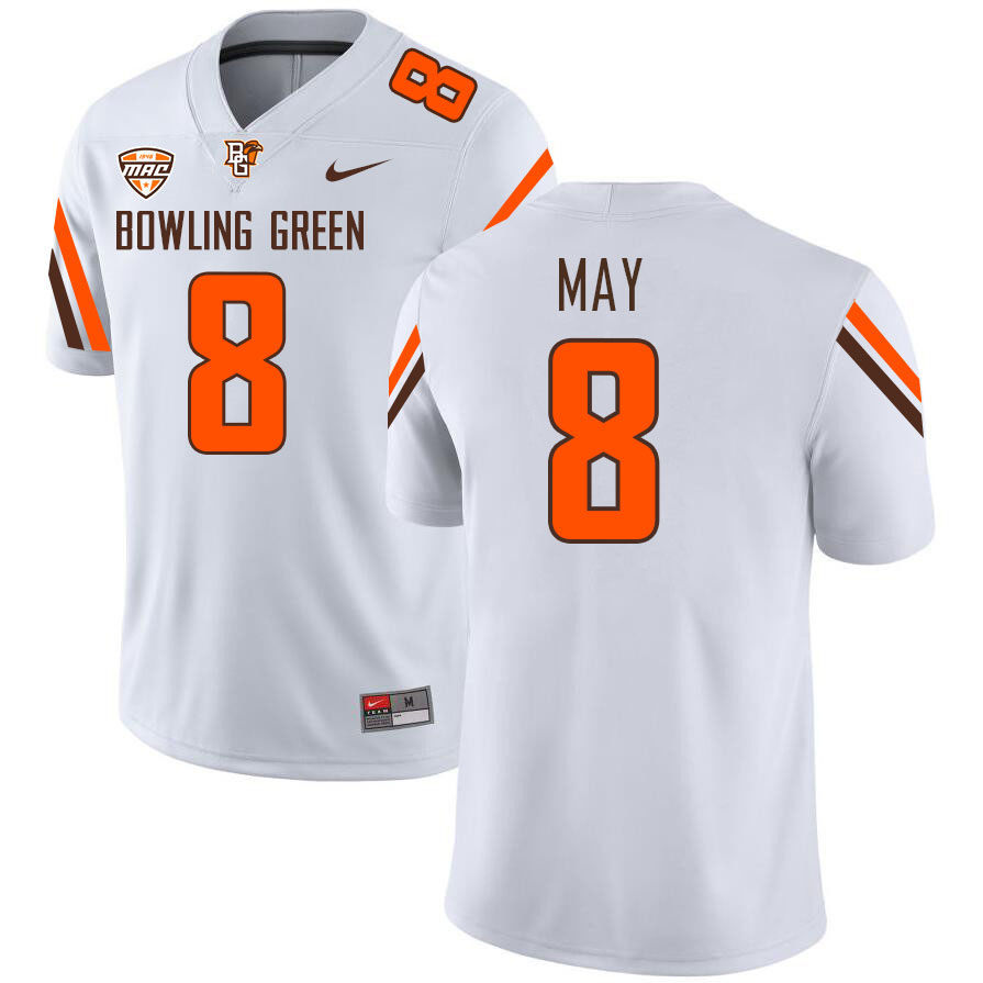 Bowling Green Falcons #8 Baron May College Football Jerseys Stitched-White